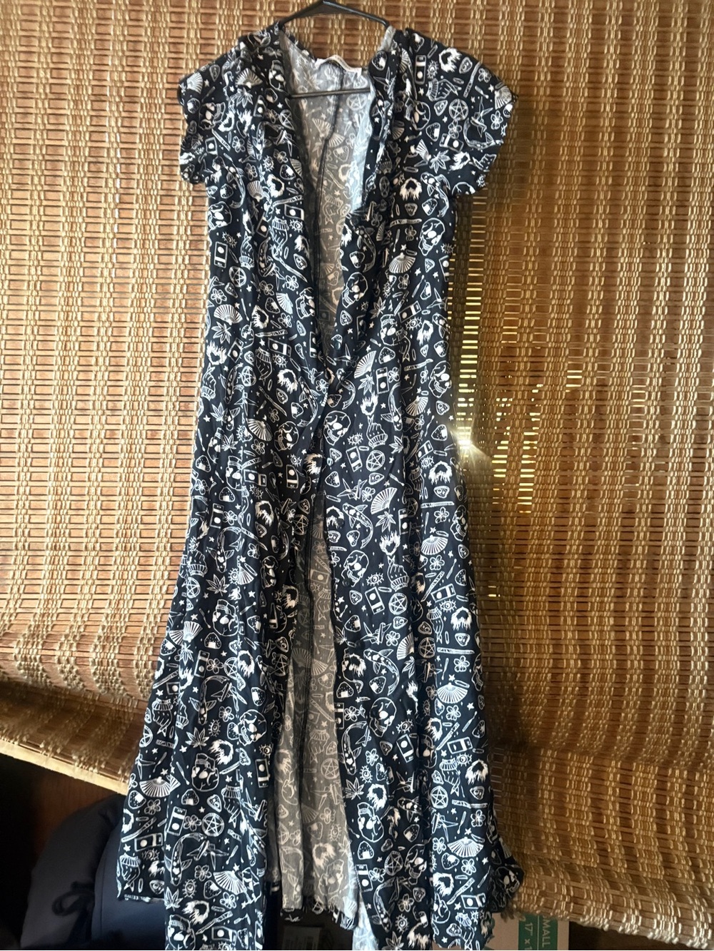 Black & White Printed Maxi Dress with Cap Sleeves